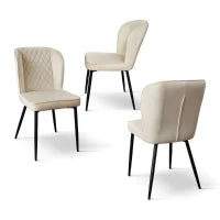 PAZZO DESIGN Sedia Simona set da 4 sedie beige in velluto e gambe in metallo