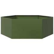 Fioriera rialzata per piante fiori terrazza giardino esagono color ulivo 138 x 120 x 45 cm acciaio verde 02_0038709