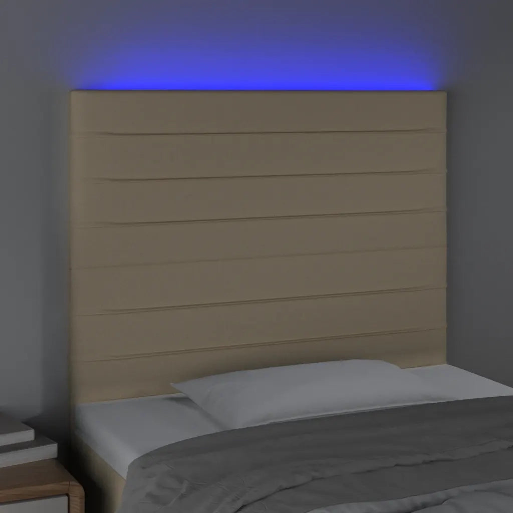 Testiera a LED crema 90x5x118/128 cm in Tessuto 3122551