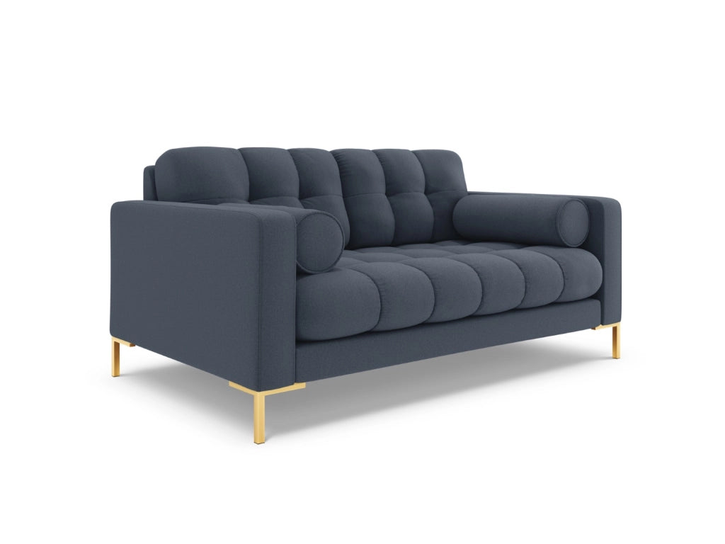 Cosmopolitan Design - Divano "Bali" 2 posti in tessuto strutturato blu scuro 