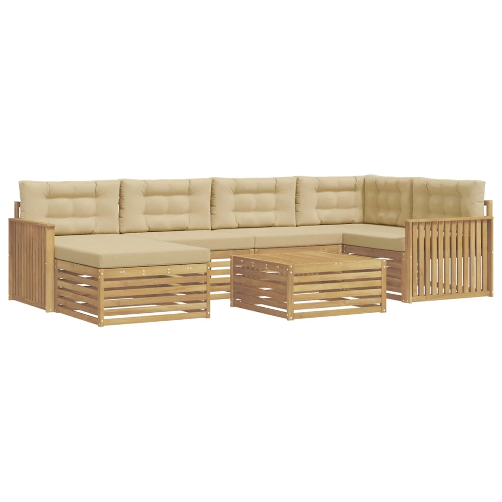 Set di divani da esterno con cuscino 7 pcs Bianco e Beige 3390803