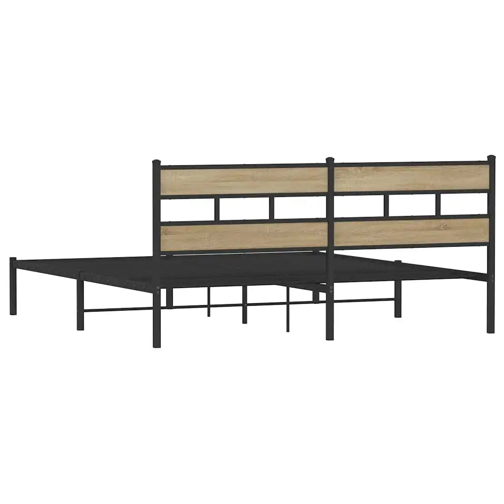Letto matrimoniale | Letto per adulti | Giroletto senza Materaso in Metallo Rovere Sonoma 180x200 cm
