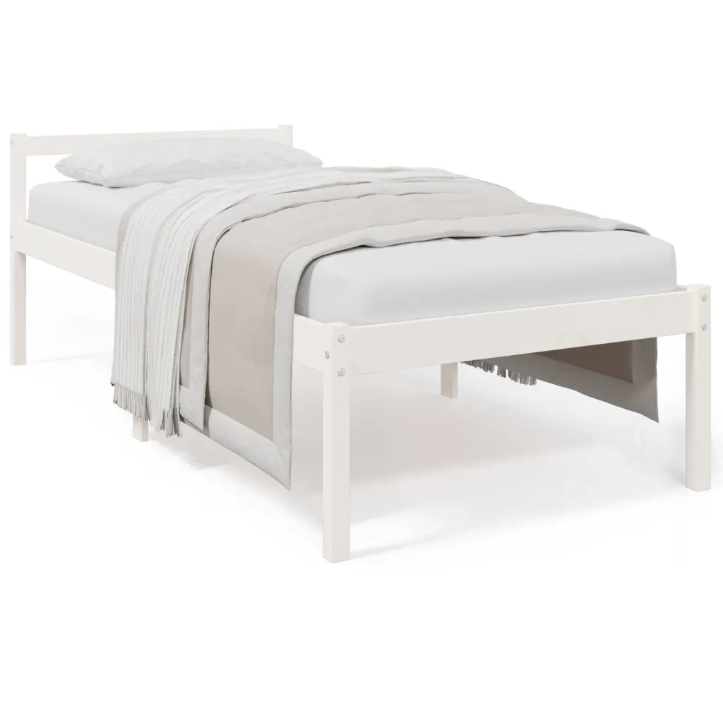 Letto singolo | Letto per adulti | Letto per Anziani Bianco 90x190 cm Single in Legno di Pino