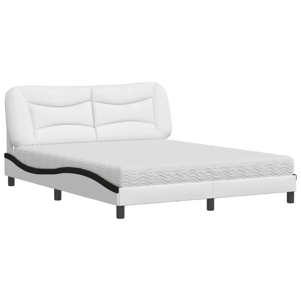 Letto con Materasso Hvar Bianco e Nero 160x200cm Similpelle