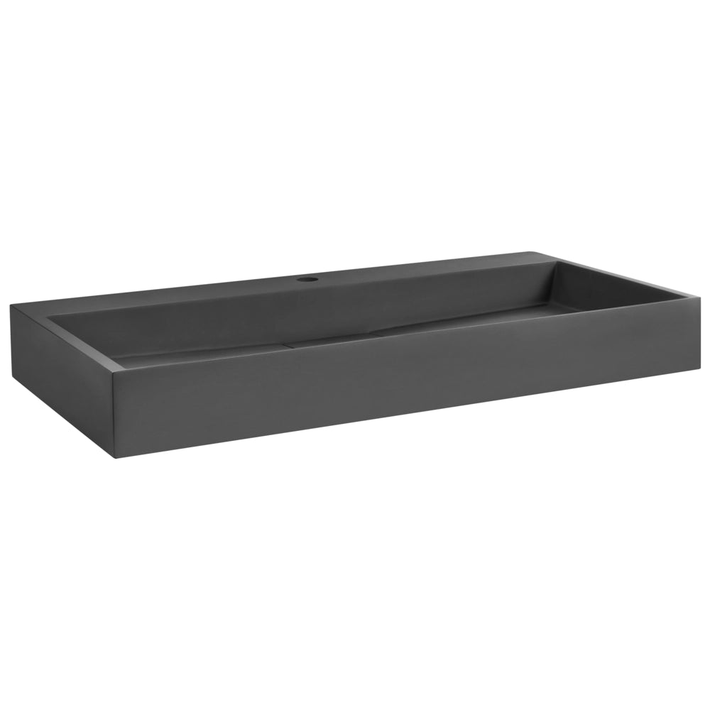 Lavabo bagno classico rettangolare in ceramica finitura lucida 90 x 46 cm nero Lavello da bagno rettangolare