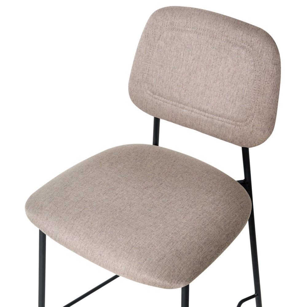Set di sedie da bar imbottita in finto lino tortora arredi da sala da pranzo Design Glam