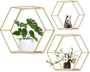 Set di pannelli a forma di esagono da 3 - Decorazione dorata per ogni ambiente interno