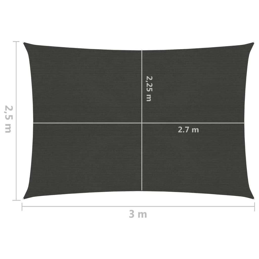 Vela ombreggiante/ombrellone 160 g/m² 2,5 x 3 m HDPE antracite 02_0008905