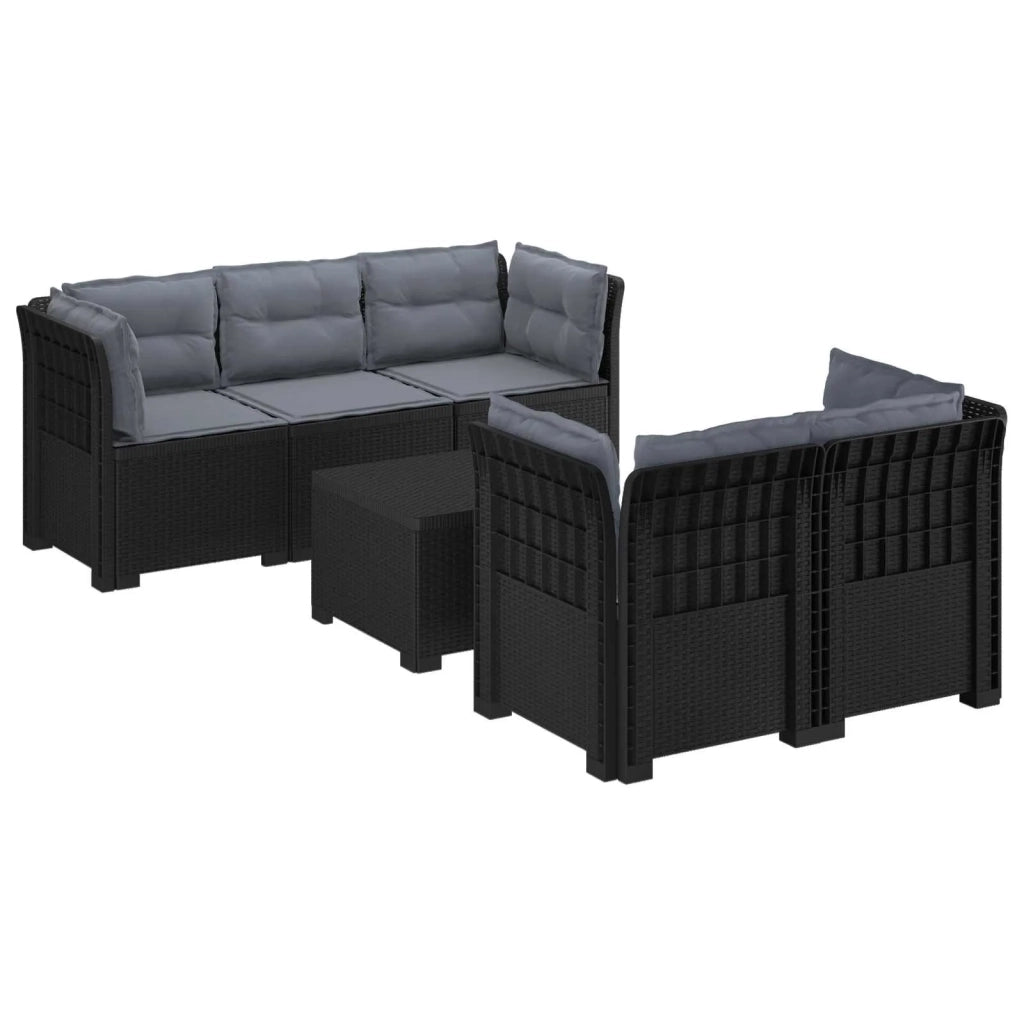 Divano da Giardino 5 Posti con Cuscini Stile Rattan PP 3443909