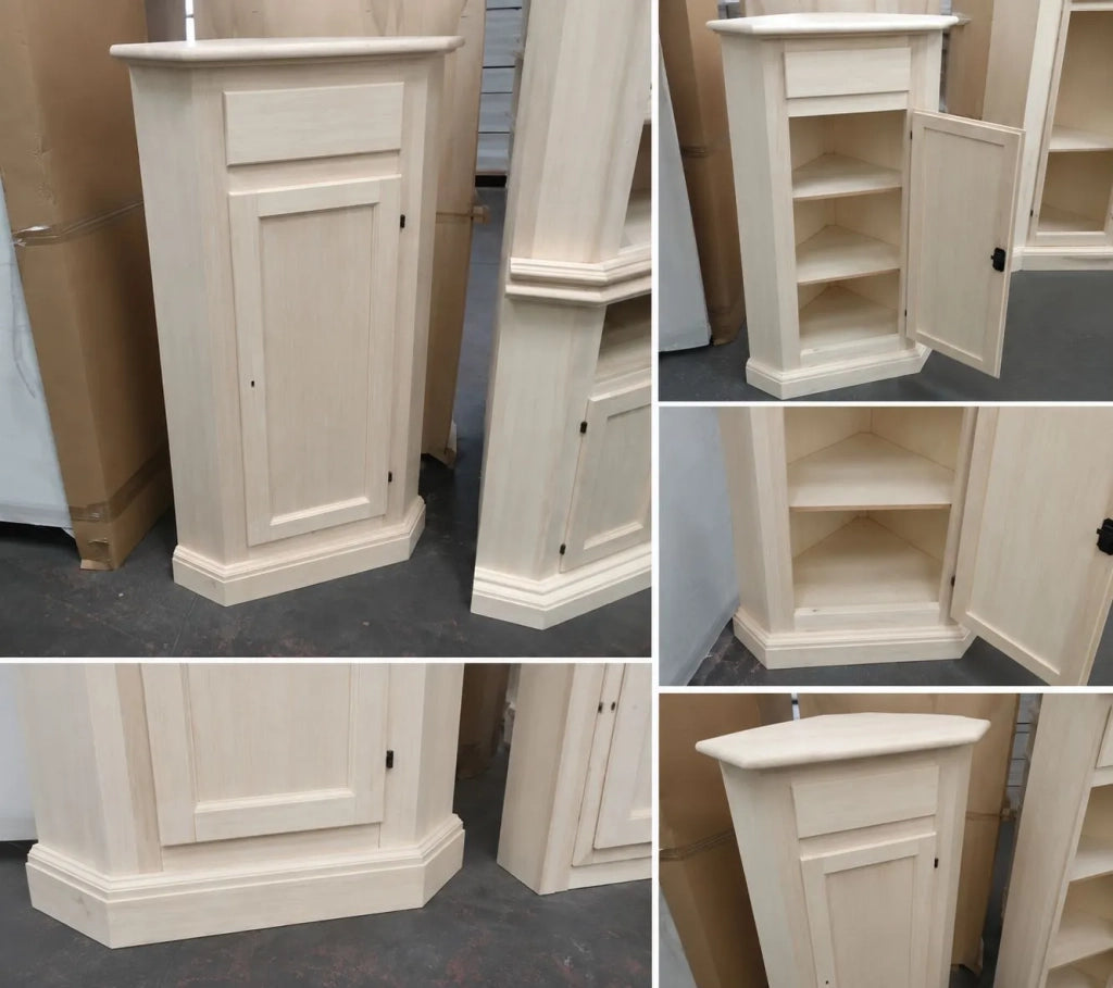 Angolare in legno classico 1 porta 1 cassetto grezzo l.54 x 54 h.130 (5010) - Mobili 2G