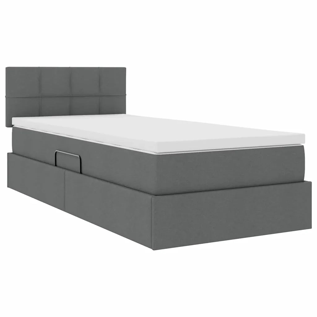 Letto con contenitore e LED Grigio scuro 90 x 200 cm Tessuto 3371119