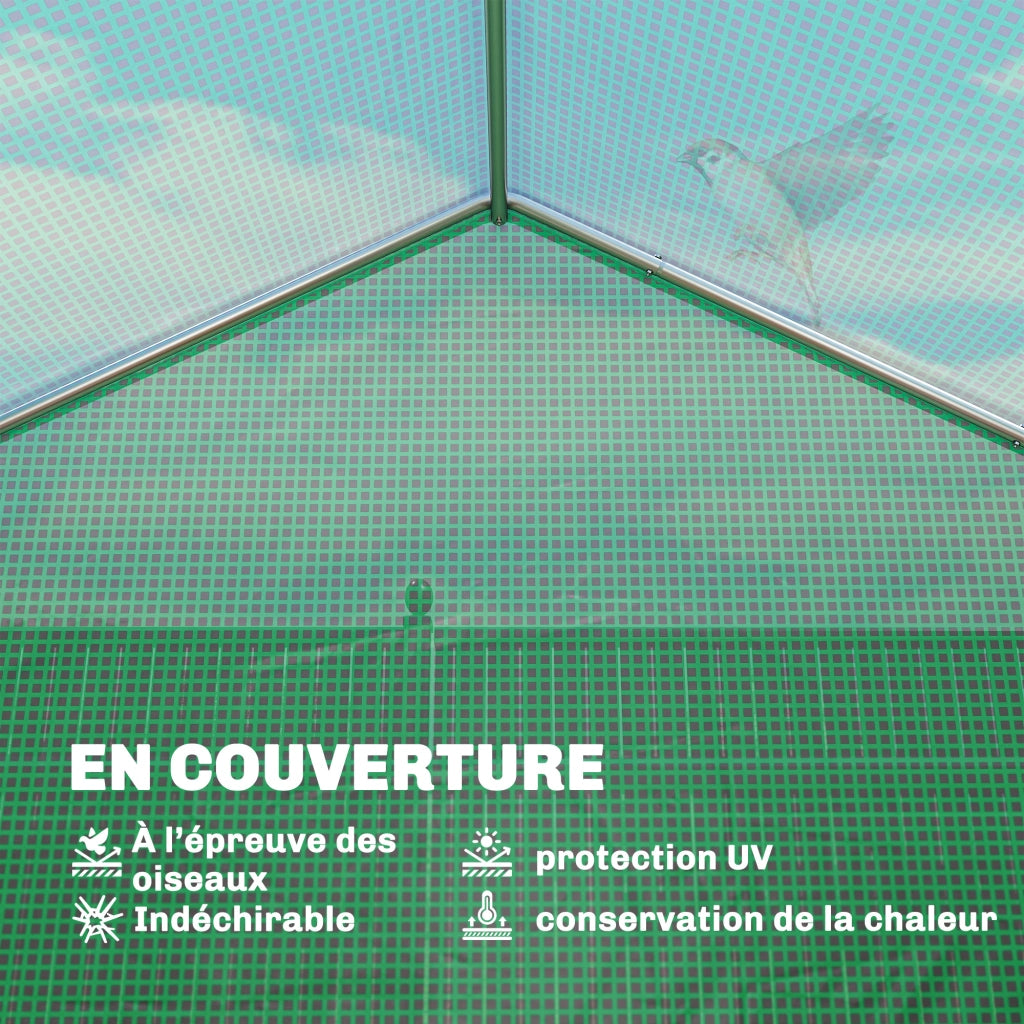 Serra da giardino tunnel 6m2 con ripiani, porta e 6 finestre ¨C Minimal ¨C telaio in acciaio galvanizzato, verde