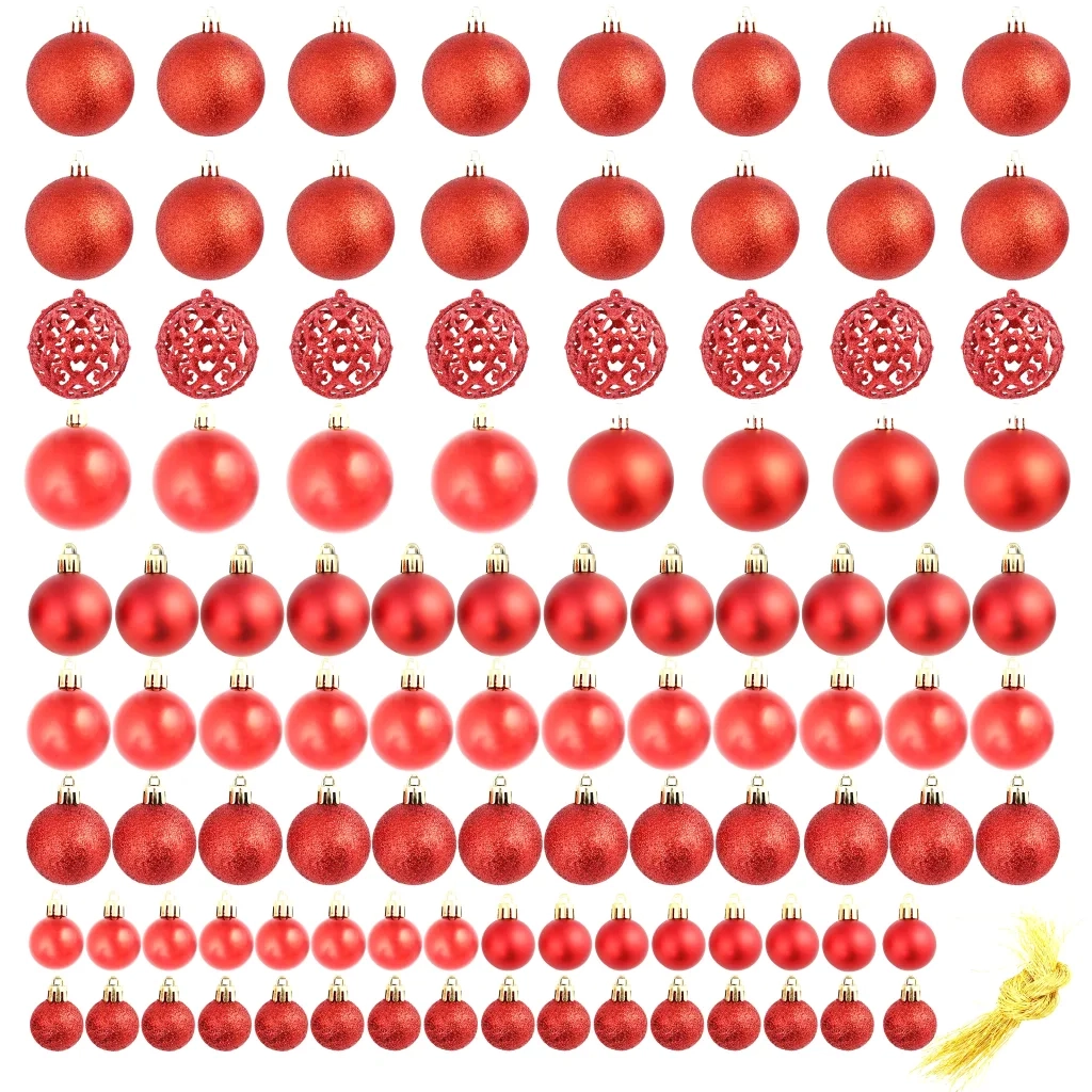 Set Palline di Natale 100 pz 3/4/6 cm Rosse CFW7708123