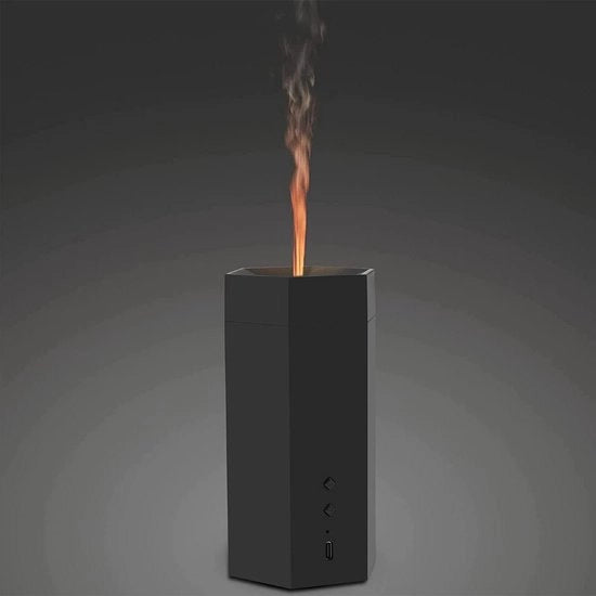 Diffusore di aromi wireless con effetto fiammeggiante - per oli essenziali, freschezza di stanza e umidificazione dell'aria - nero