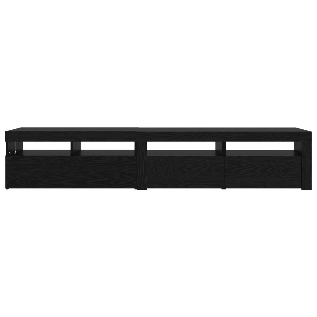 Mobile TV  2 pz con luci LED in rovere nero e legno ingegnerizzato