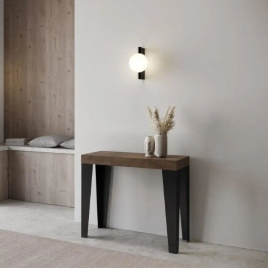 Consolle allungabile 90x40/300 cm Flame noce gambe antracite