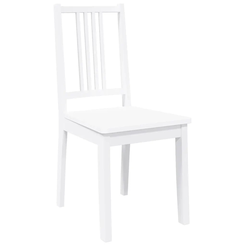 Sedie da Pranzo 2 pz Bianche in Legno Massello di Hevea 4102400