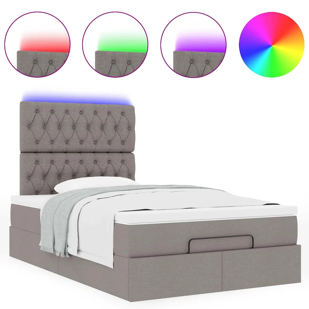 Struttura Letto Pouf con Materasso Tortora 120x200cm in Tessuto 3314083