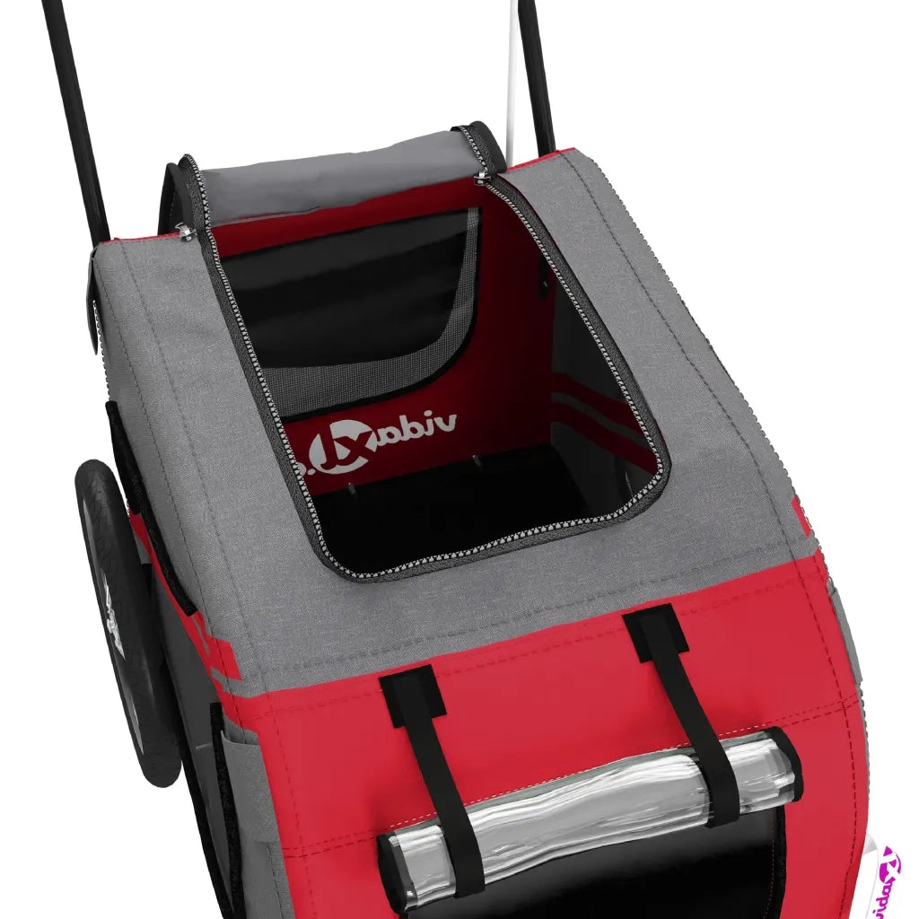 Rimorchio da Bici per Animali Rosso e Grigio Oxford e Ferro CFW2633625
