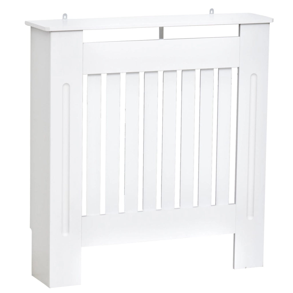 EasyComfort Copritermosifone in Legno Bianco per Caloriferi e Radiatori, con Doghe Verticali e Piano d'Appoggio, 78x19x81cm