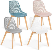 Set di 4 sedie Mandy Mix Color Pastello Rosa, Bianco, Grigio chiaro e Blu