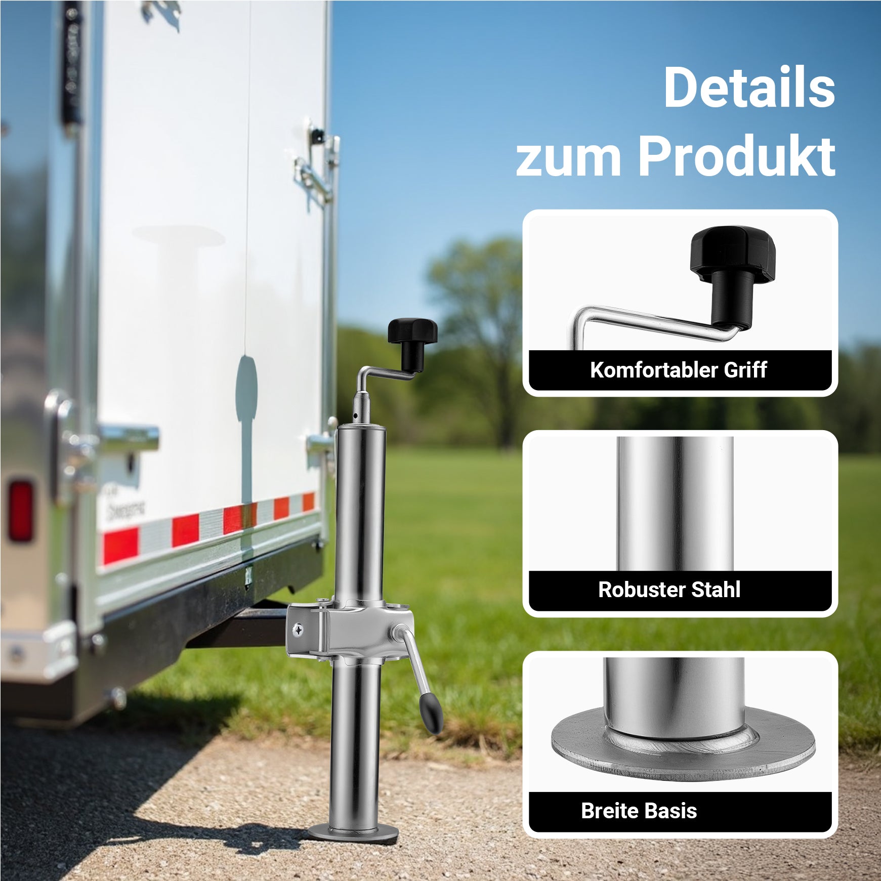 Supporto per rimorchio 2 pezzi altezza regolabile 510-760mm con 2 morsetti Ø48mm