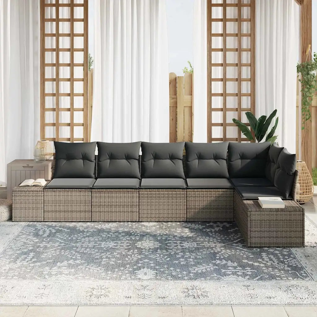Set Divano da Giardino 6 pcs Grigio polyrattan 3355748