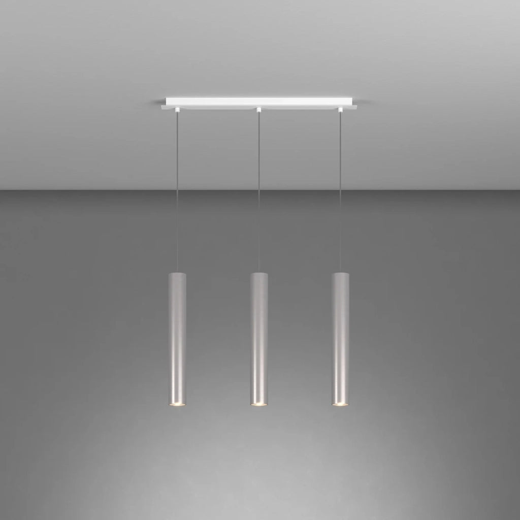 Lampadario Industrial-Minimal Xeana Metallo Bianco Alluminio 3 Luci Gu10