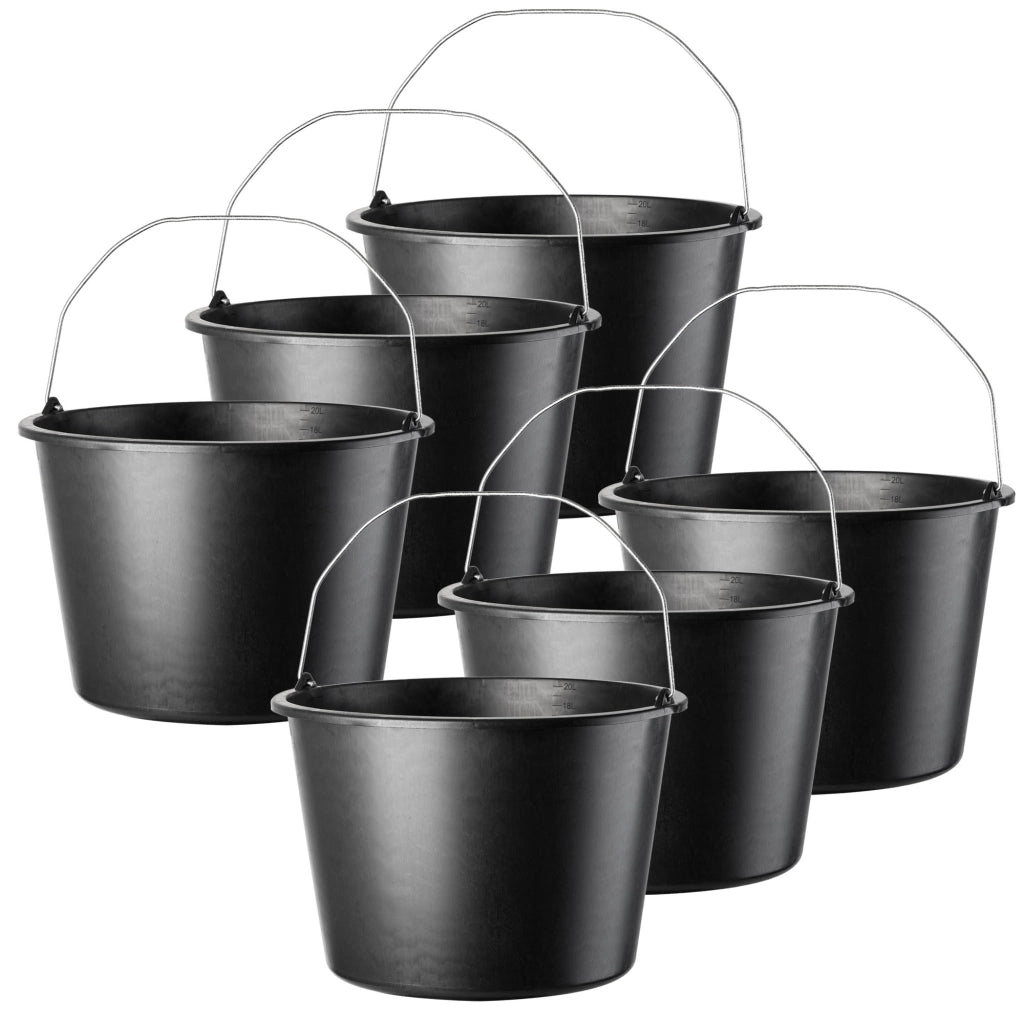 Secchio da costruzione KADAX 20 litri, secchi in plastica resistenti per uso domestico e giardinaggio, confezione da 6 pezzi