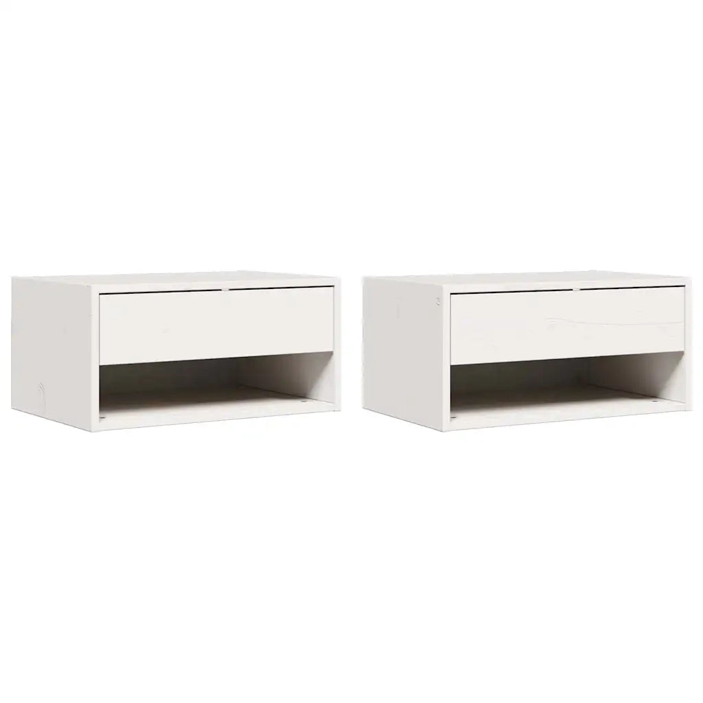 Comodino 2 pcs Bianco 50 x 32,5 x 24 cm Legno di pino massello 873478