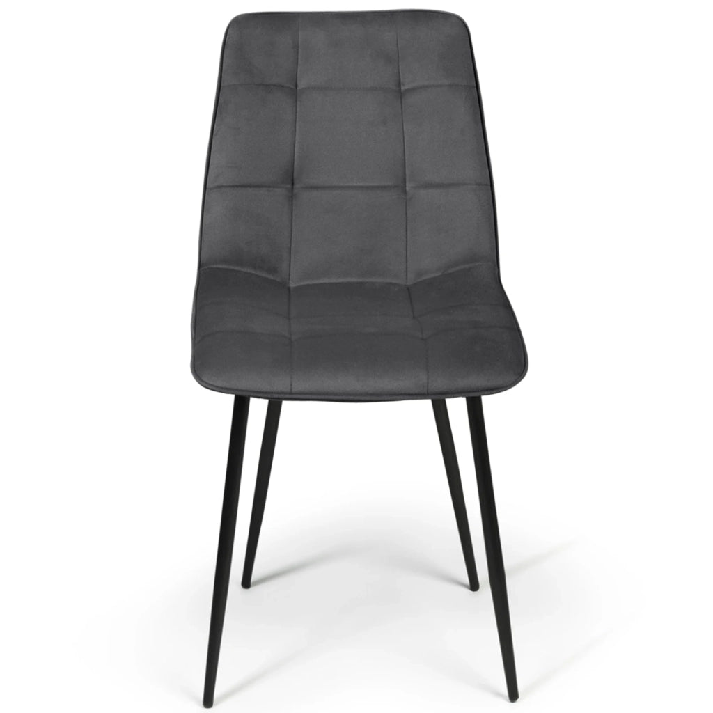 IDMarket - Set di 4 sedie da pranzo MILA in velluto grigio scuro