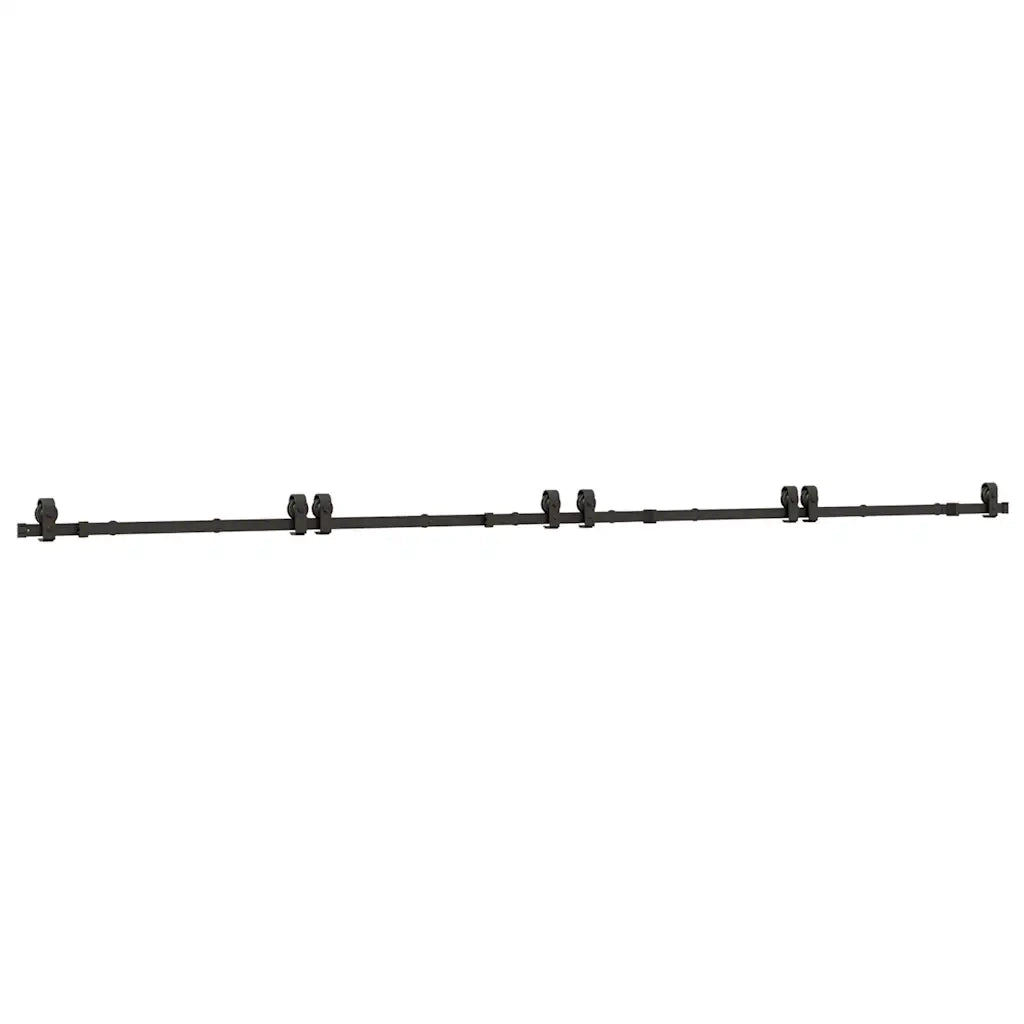 Kit di Binari per Porte Scorrevoli 400 cm Acciaio Nero