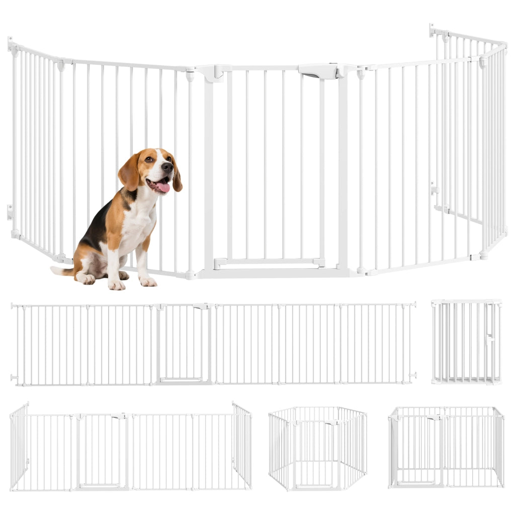 Recinto Sicurezza per Bambini e Cani ¨C zephmum ¨C Metallo Pieghevole 6 Pannelli 61x75 cm Bianco