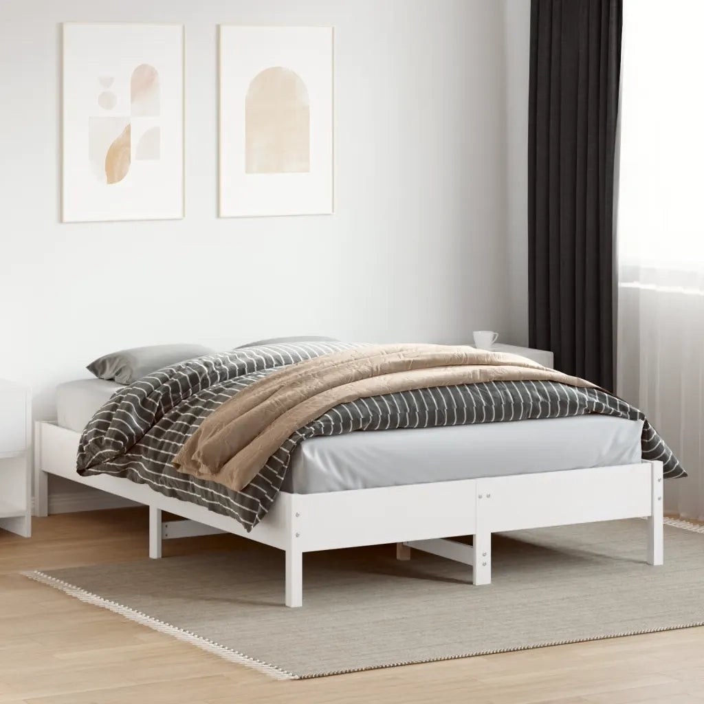 Letto matrimoniale | Letto per adulti | Letto senza Materasso Bianco 120x200 cm Legno Massello di Pino