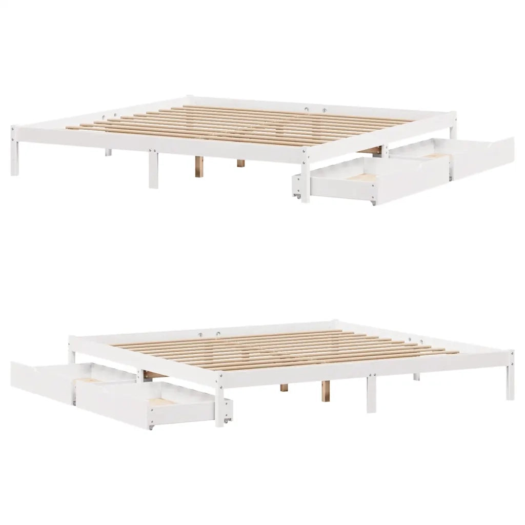 Giroletto senza Materasso Bianco 200x200 cm Legno Massello Pino 3301445