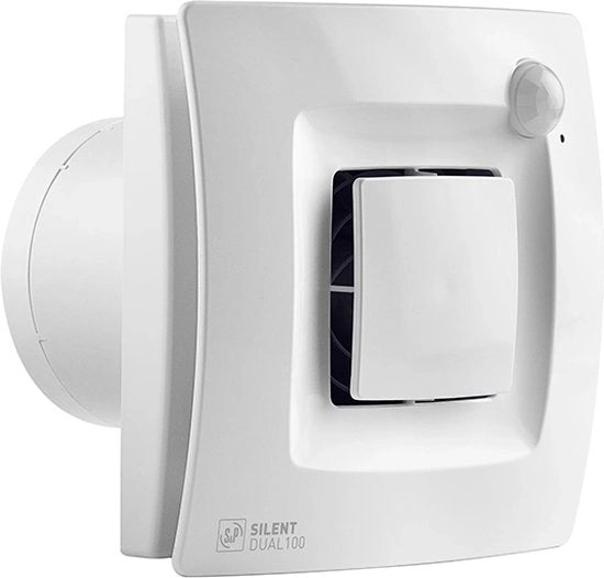 Ventilatore Silenzioso Dual 200 per Bagno - Con Sensore di Movimento - Stato di Umidità e Ventilazione Automatica - Silenzioso - Bianco