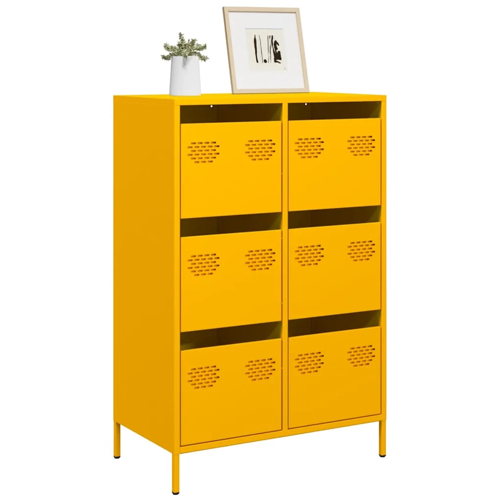 Credenza-Buffet-Armadio da cucina Giallo Senape 68x39x101,5 cm in Acciaio 307924