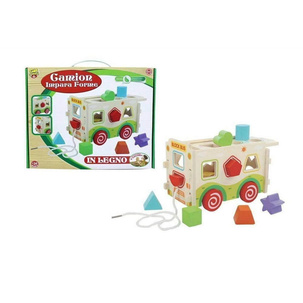 Trade Shop - Camion Impara Forme Colorate In Legno Giocattolo Gioco Per Bambini +24 Mesi -