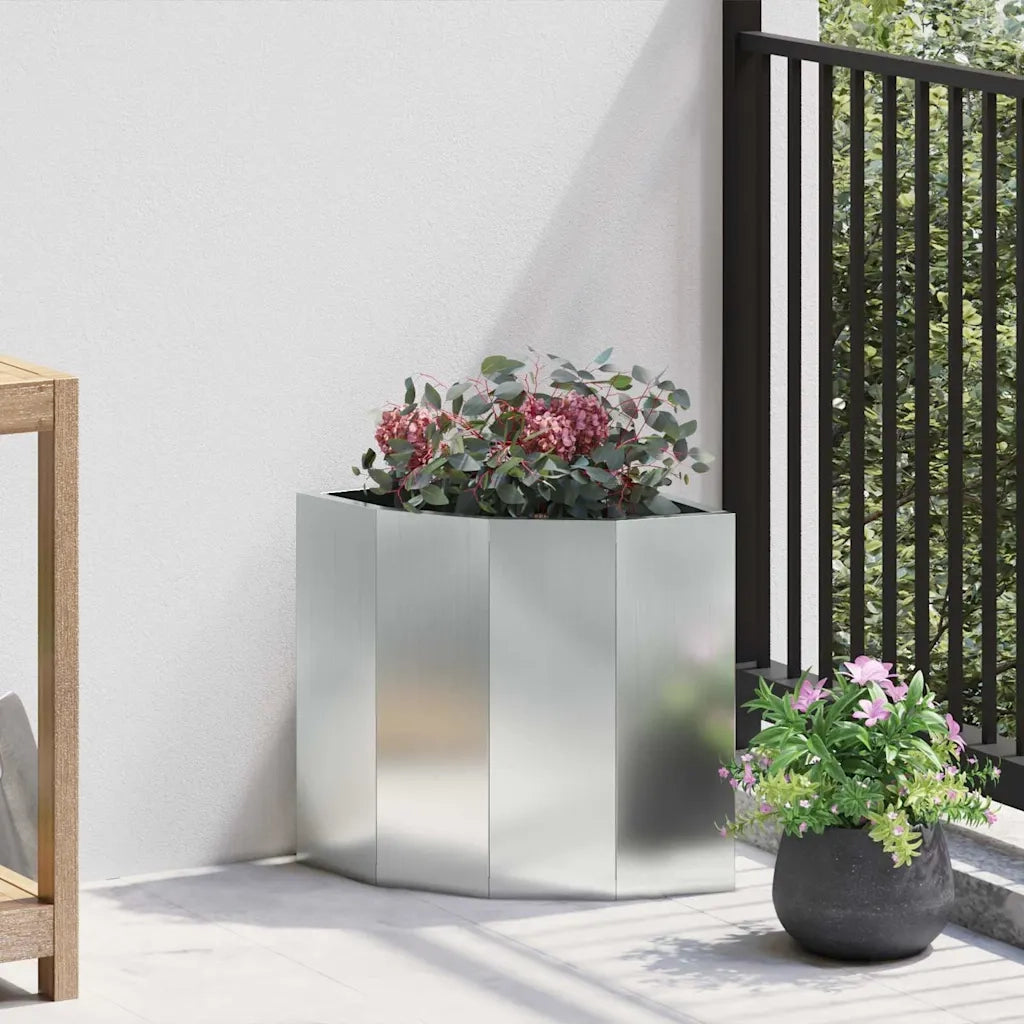 Fioriere | Cassetta per fiori | Vaso d'angolo Argento 30 x 30 x 35 cm Acciaio zincato