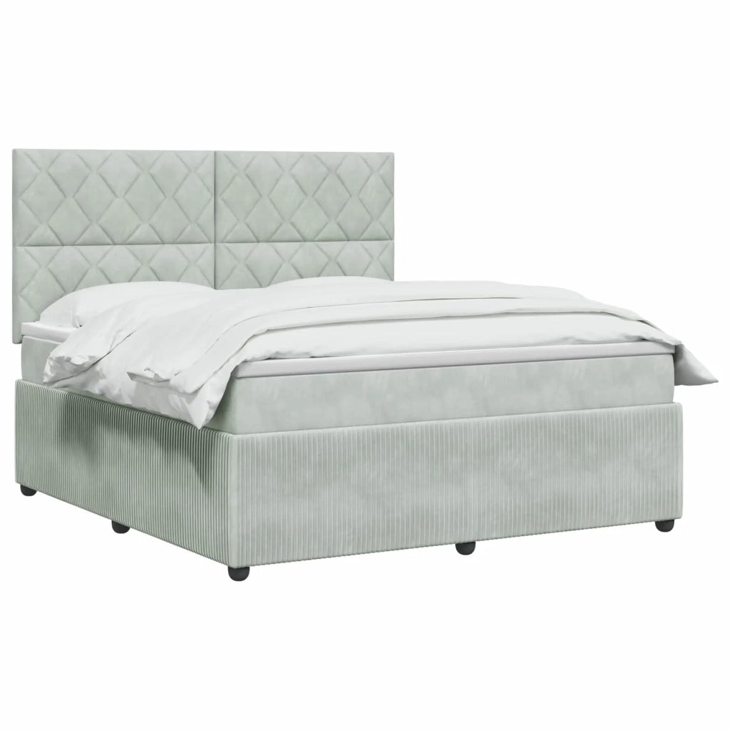 Letto Box Spring LED con Materasso Grigio Chiaro 160 x 200 cm 3456107