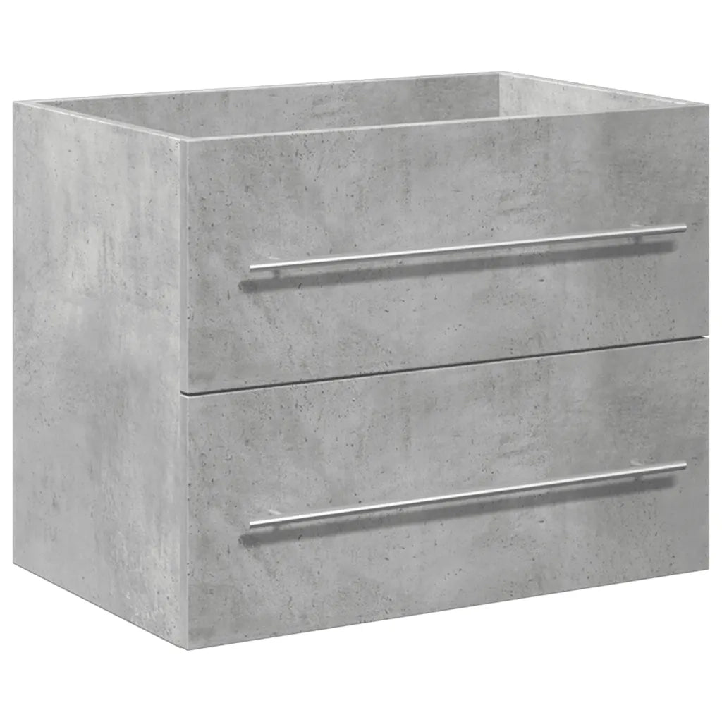 Set Mobili da Bagno | Armadio da bagno 2 pz Grigio Cemento in Legno Multistrato