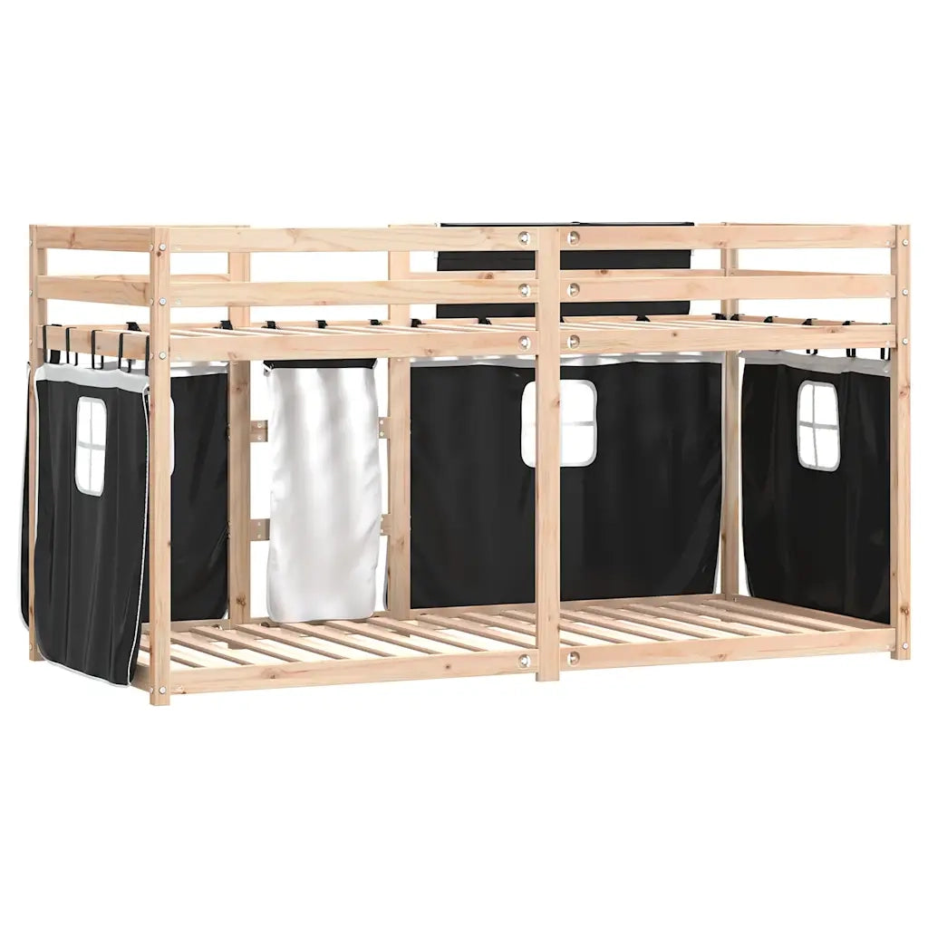 Letto a Castello senza Materasso-Struttura Letto a Castello Bianco e Nero 80x200cm in Pino 551498