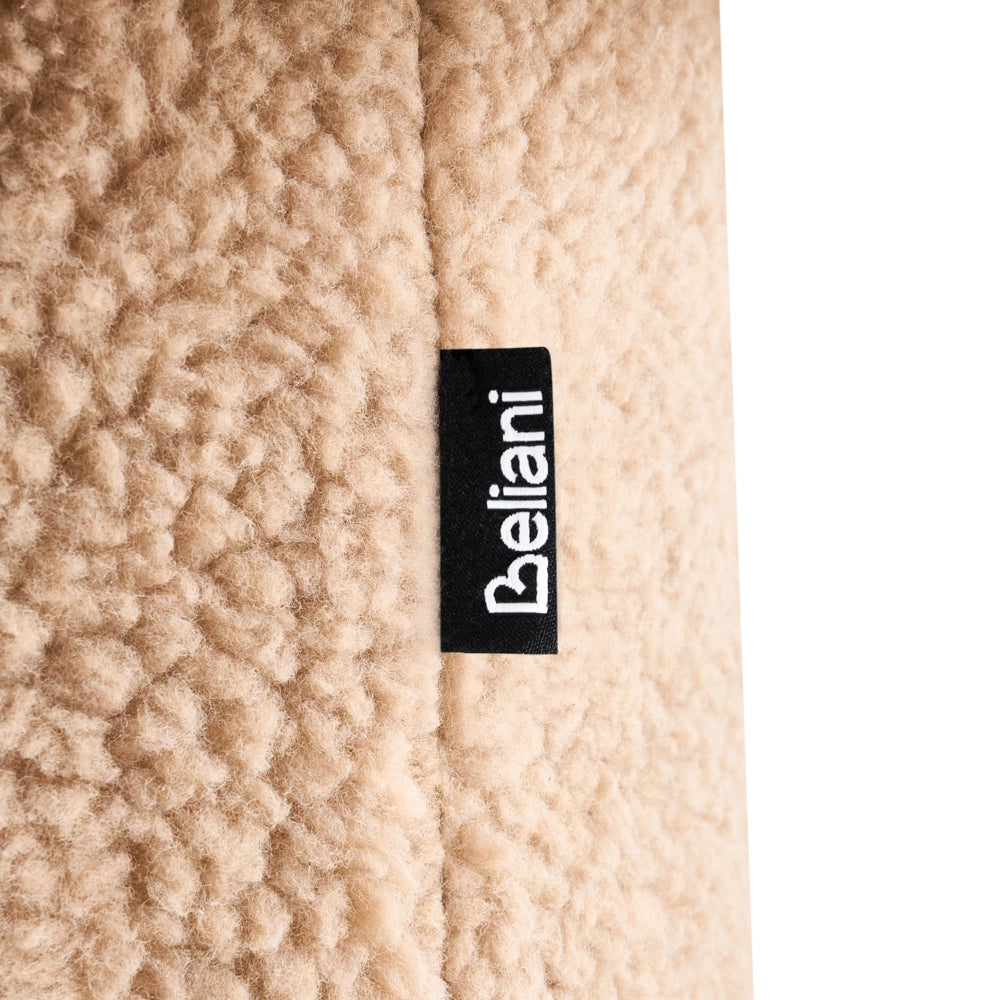 Pouf Beige Boucle Rotondo 45 x 45 x 46 cm Poggiapiedi Tappezzeria a forma di fungo Soggiorno moderno Camera da letto