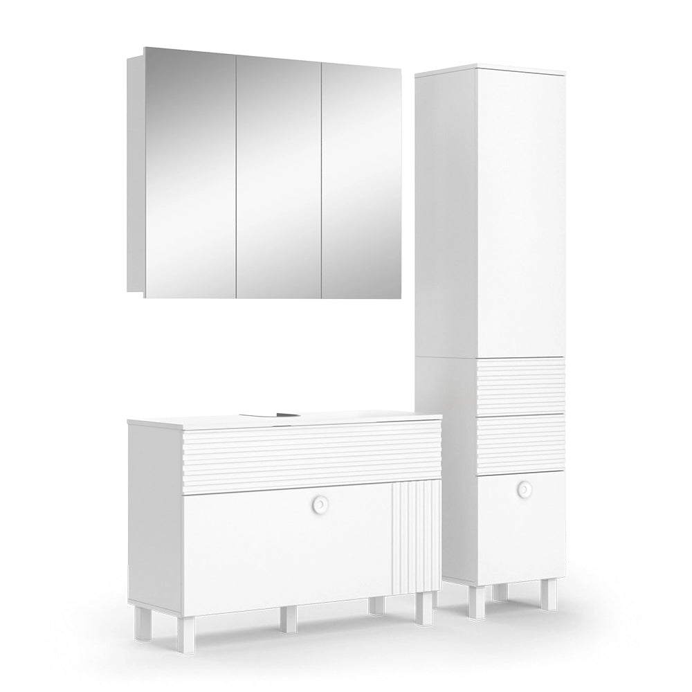 Vicco Set di mobili da bagno Bianco 3 parti, con colonna