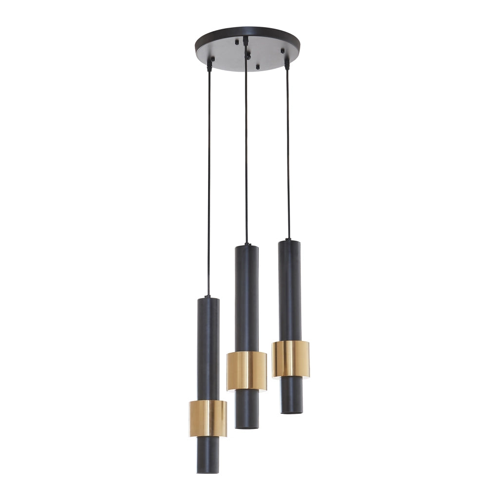 Lampada a Sospensione Lulled in Metallo con 3 Paralumi - Nero / Oro lux.pro