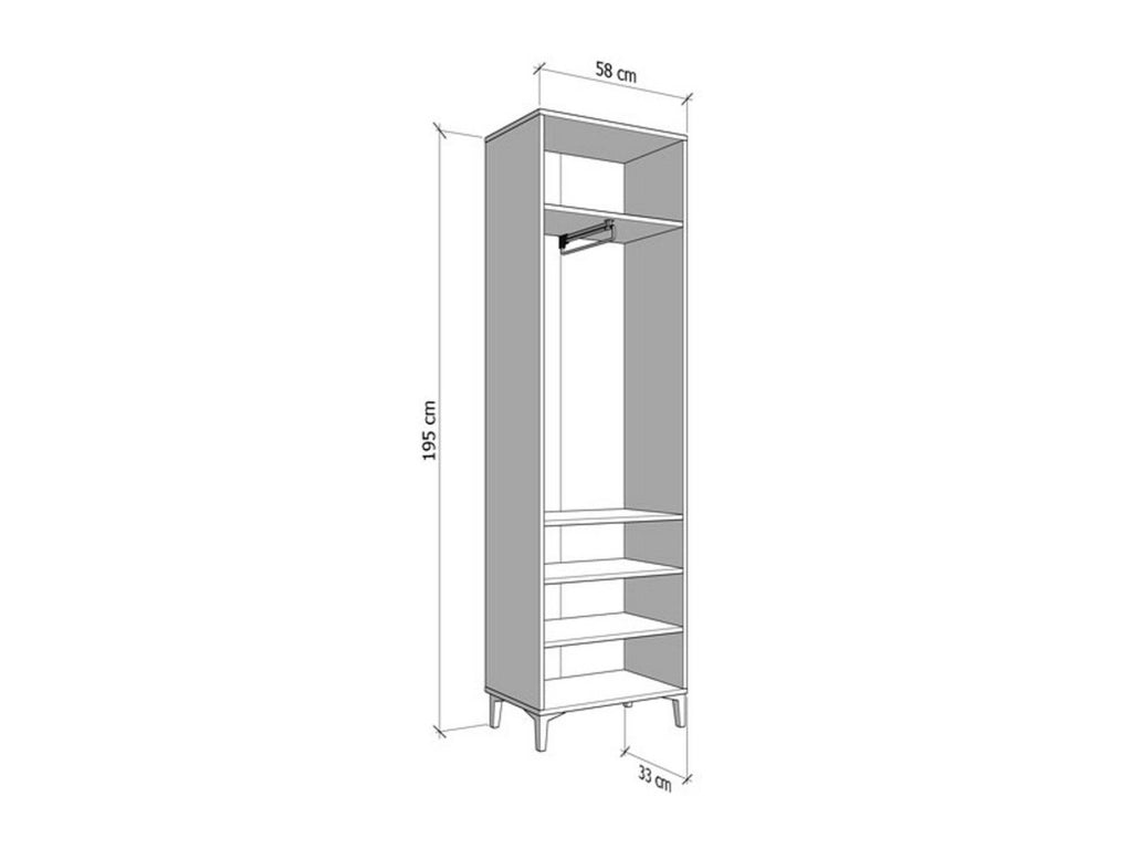 Armadio Camera da Letto Lomazzo, Guardaroba 2 Ante Appendiabiti, 58x195h cm Bianco