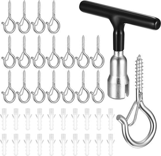 Haken per fori nel soffitto - 20 pezzi di haken con interruttore - Hanger per vasi e catene di luci Hanger per soffitto