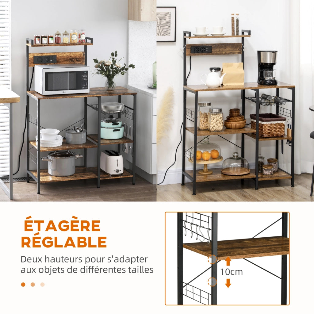 Mobile da cucina con prese ¨C zephmum ¨C marrone, 90x42x130 cm
