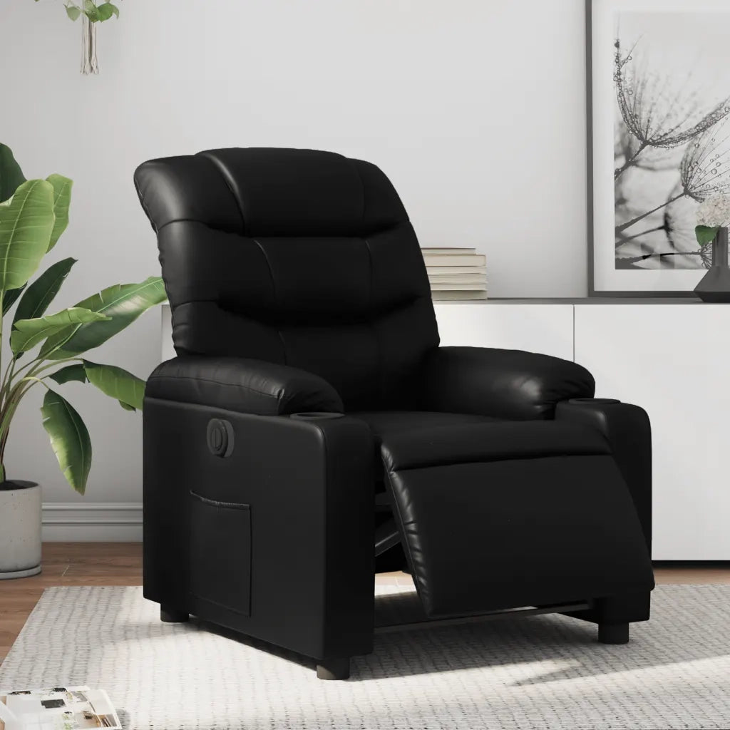 Divano Sedia-Poltrona Reclinabile Elettrica Nera in Similpelle 740395