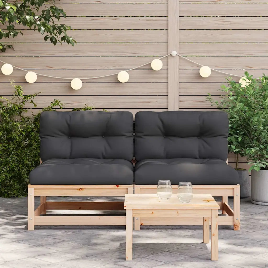 Divani Giardino Senza Braccioli con Cuscini 2 pz-Sofa da giardino-Divano da esterno Massello Pino 137443